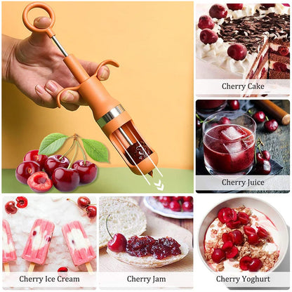Efficient cherry pitter tool ready for use on various fruits.