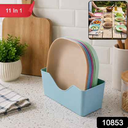 Plastic snack serving plate set with multiple compartments for parties
