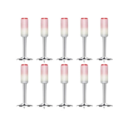 Close-up of a set of ten high-quality steel round nails for nail guns.