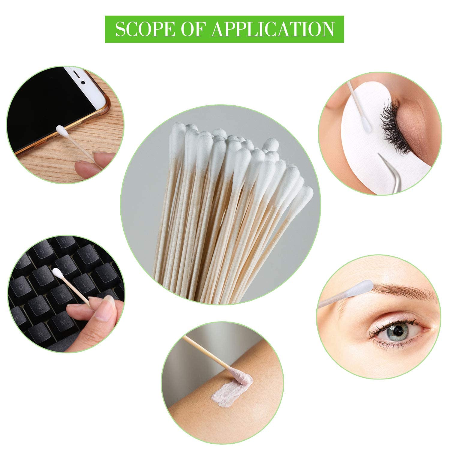 Eco-friendly bamboo cotton swabs, perfect for makeup application.