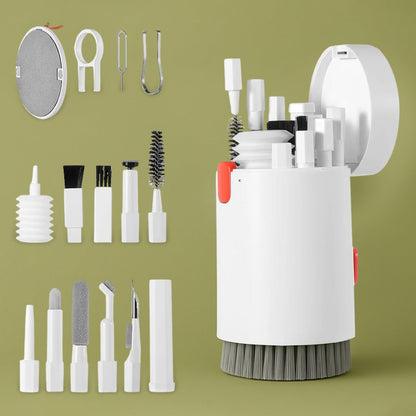 WipeTech 20-in-1 Electronics Cleaning Kit with all tools displayed.