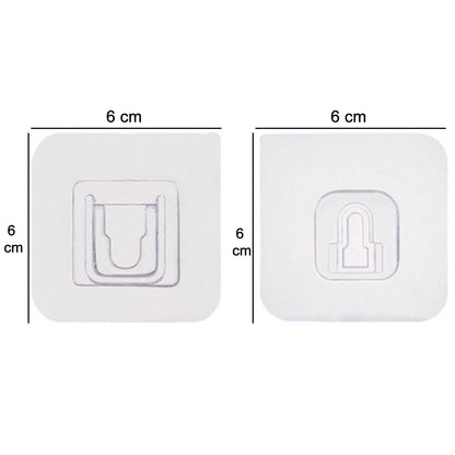 A robust heavy-duty adhesive hook in use, holding multiple items securely.