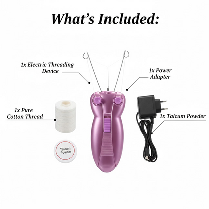 Electric facial hair remover kit in retail packaging.