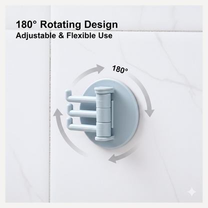 Detailed view of the punch-free adhesive wall hook showing its three foldable arms.