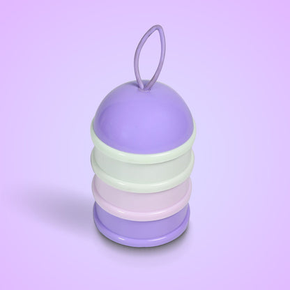 Close-up of the purple 3-layer baby food storage box, highlighting its secure lid.