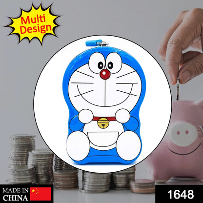 Front view of the cartoon character metal money box for children.