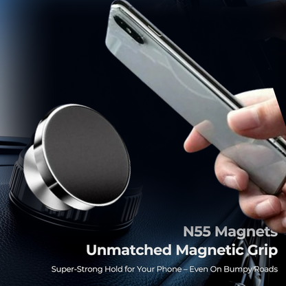 Magnetic phone holder with anti-slip silicone ring protecting smartphone