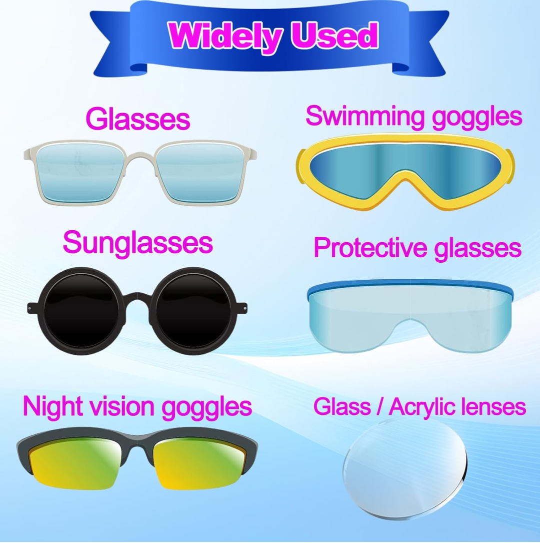 Close-up view highlighting the ergonomic design and microfiber pads of the eyeglass cleaner.