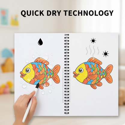 The main product image of the Magic Water Coloring Book with its magic water pen.