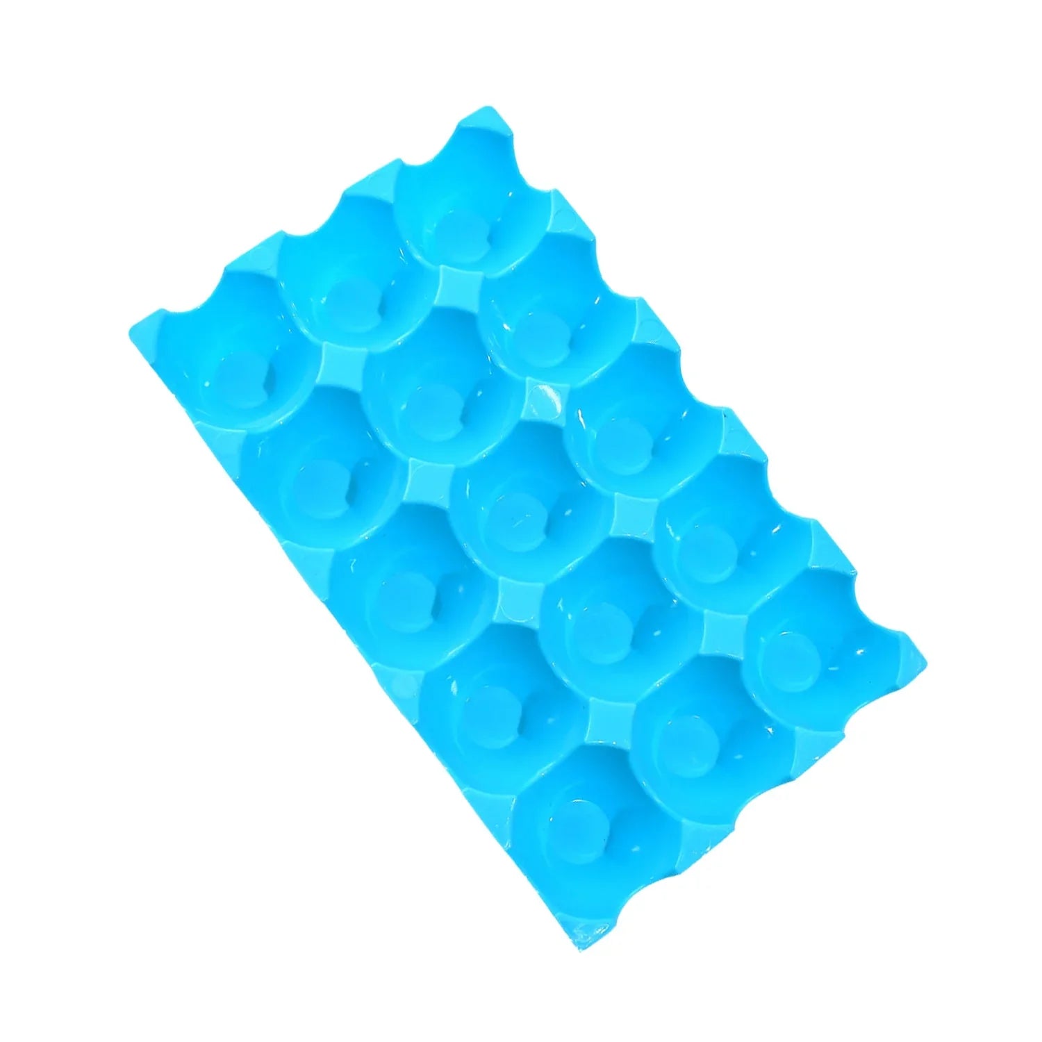 Four white plastic egg trays, designed for secure and compact egg storage.