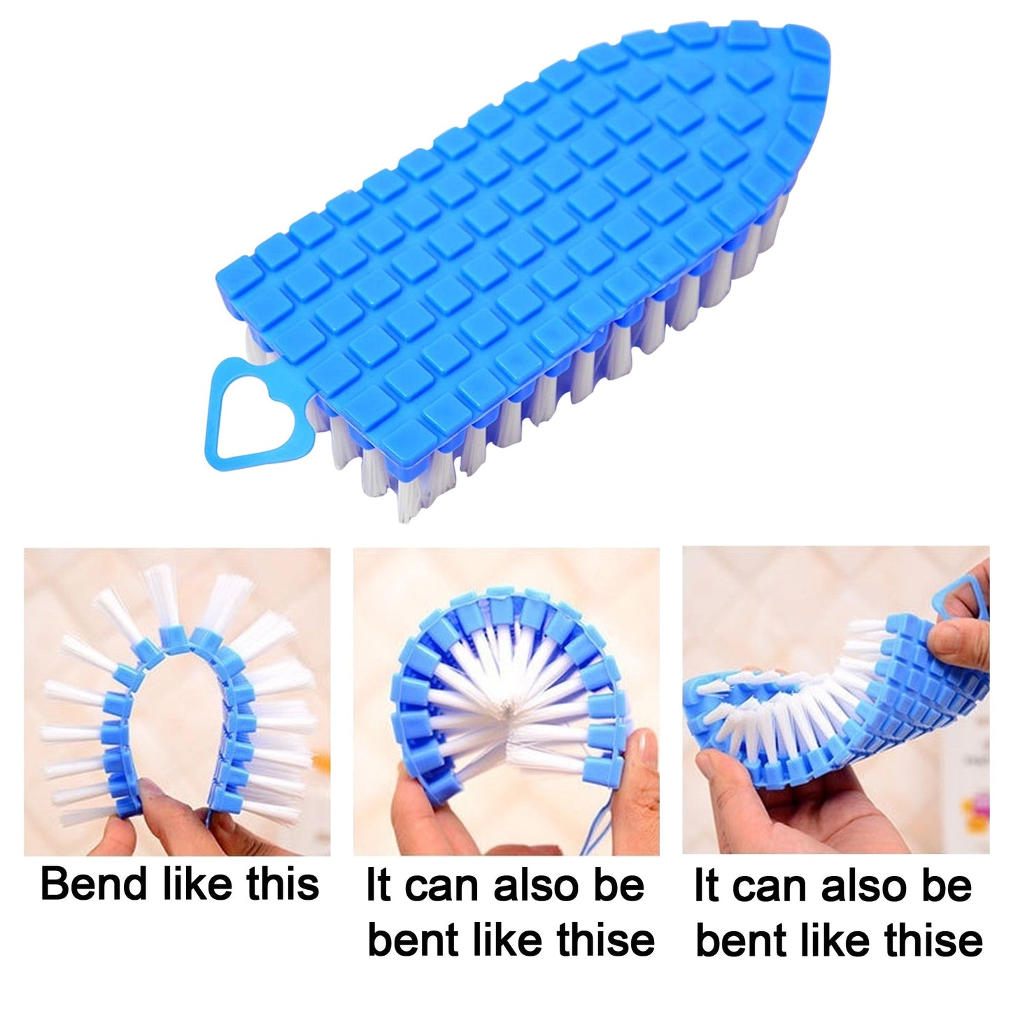 Close-up of the durable bristles on the flexible cleaning brush.