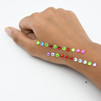 Detailed view of self-adhesive shining stone stickers sparkling brightly.