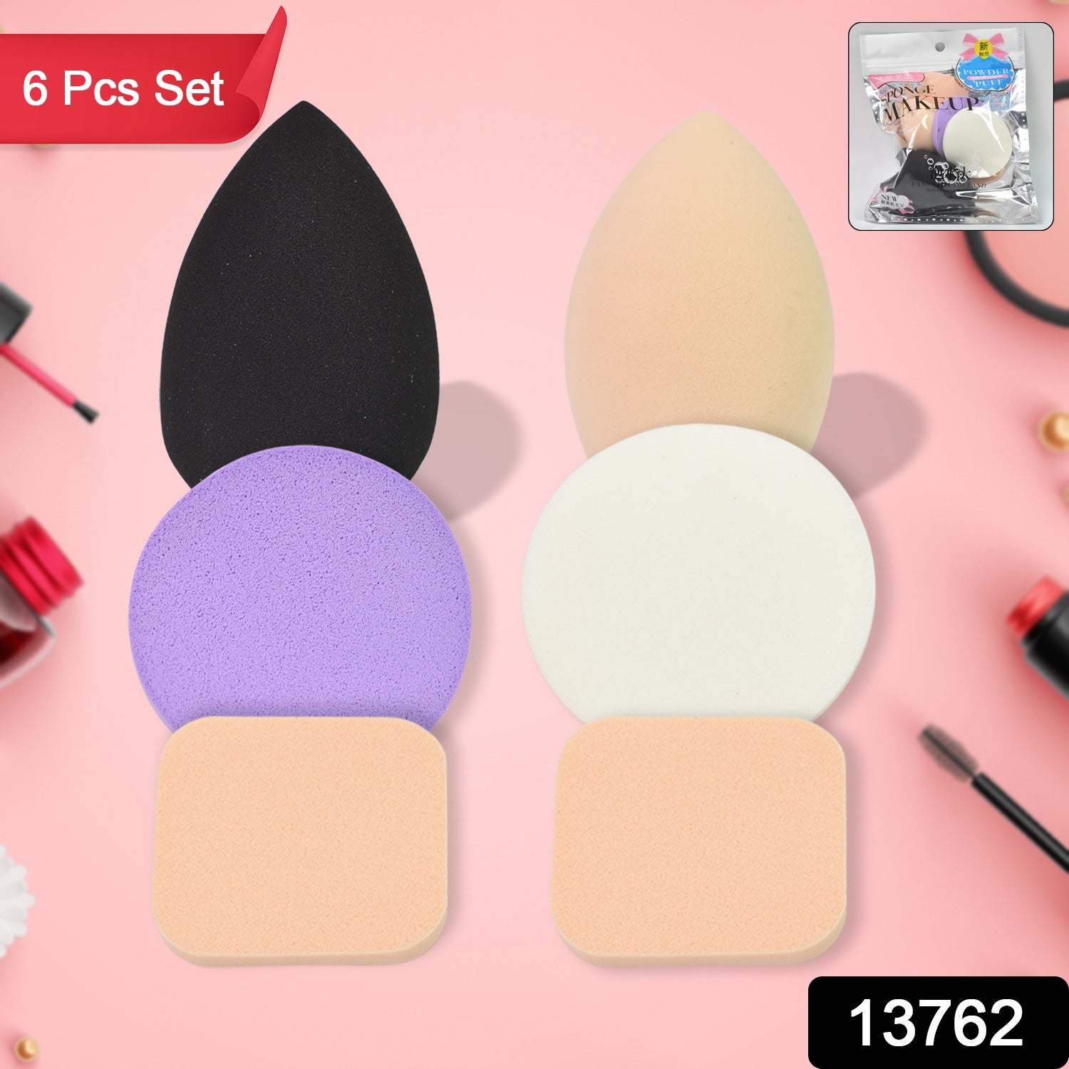 Soft, flexible beauty blender sponges in various shapes for precise makeup application.