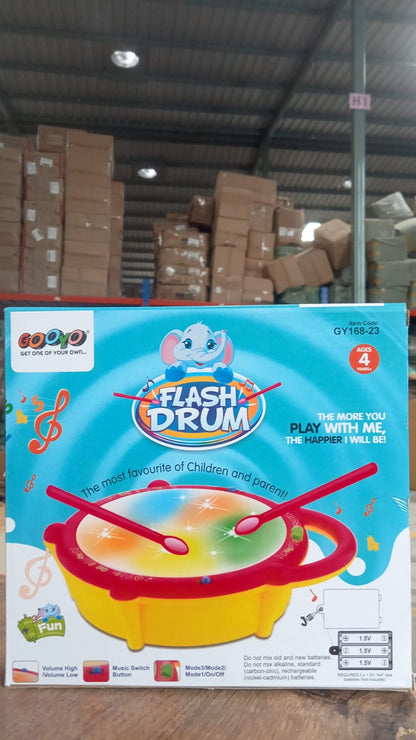 Packaging of the Flash Drum Toy, indicating it's a perfect gift for young children.