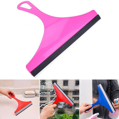 A vibrant pink car mirror wiper with a black rubber blade is shown, alongside three smaller in-use images of similar wipers.