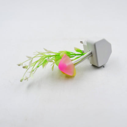Close-up of the mushroom night light's enchanting color-changing LEDs.