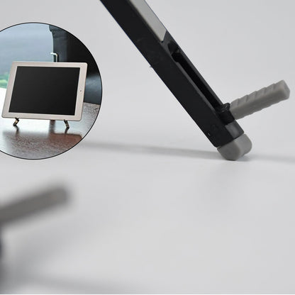 An adjustable mobile holder securely supporting a smartphone for hands-free viewing.