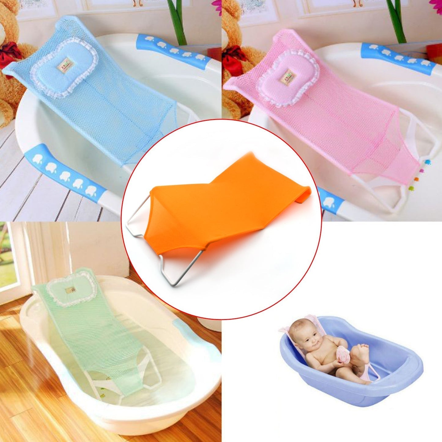Soft baby bath support, perfect for newborns and infants during bath time.