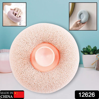 Close-up of the flower bath sponge highlighting its gentle silicone massage particles.