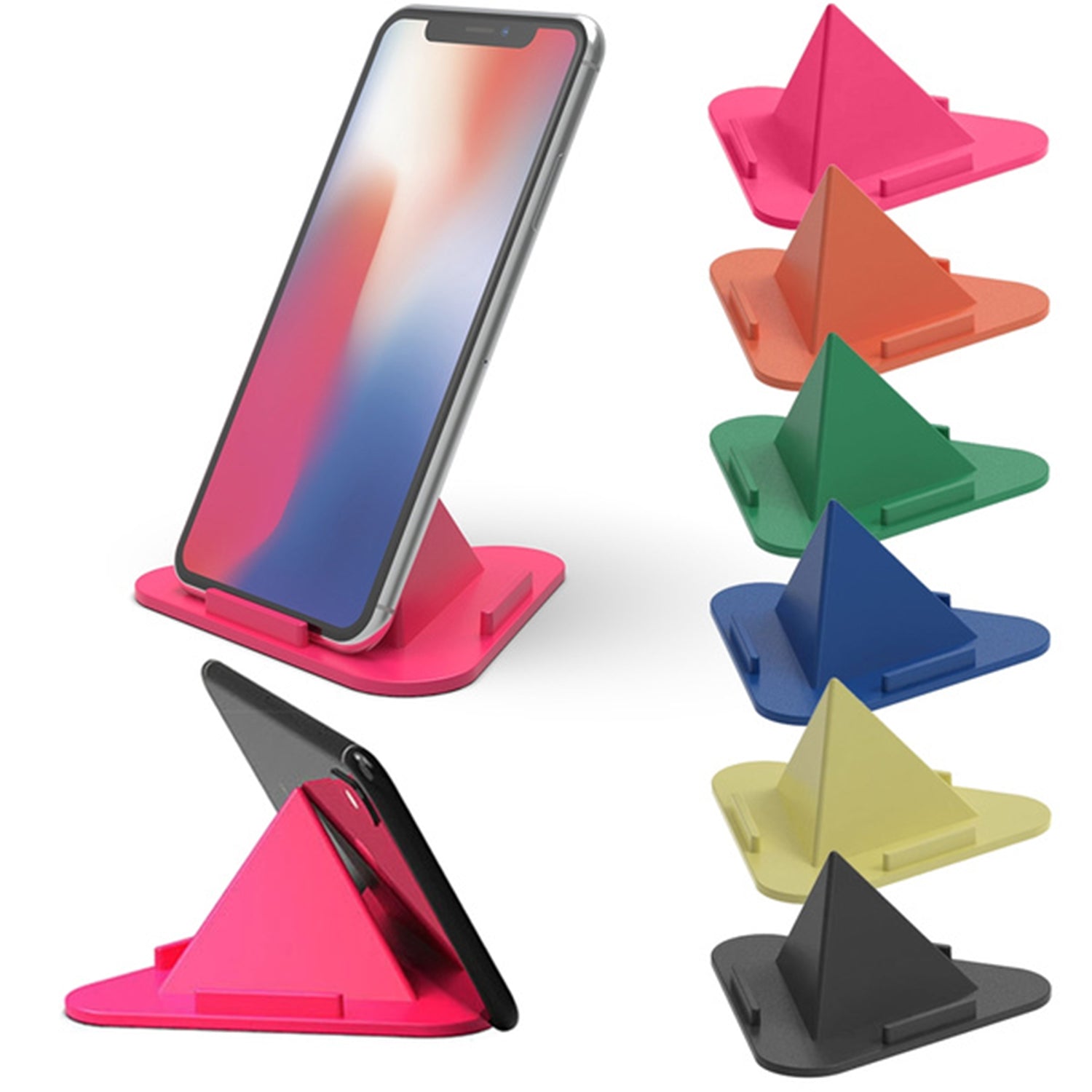 A minimalist shot of the pyramid mobile stand, perfect for any desk or table.
