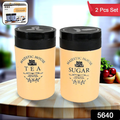 Damru shaped plastic containers for tea, coffee, and sugar storage