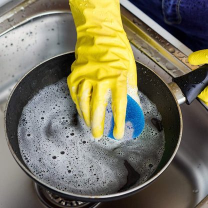 Close-up of a pack of VelvaBloom nylon scrubbers, perfect for no-scratch cleaning.