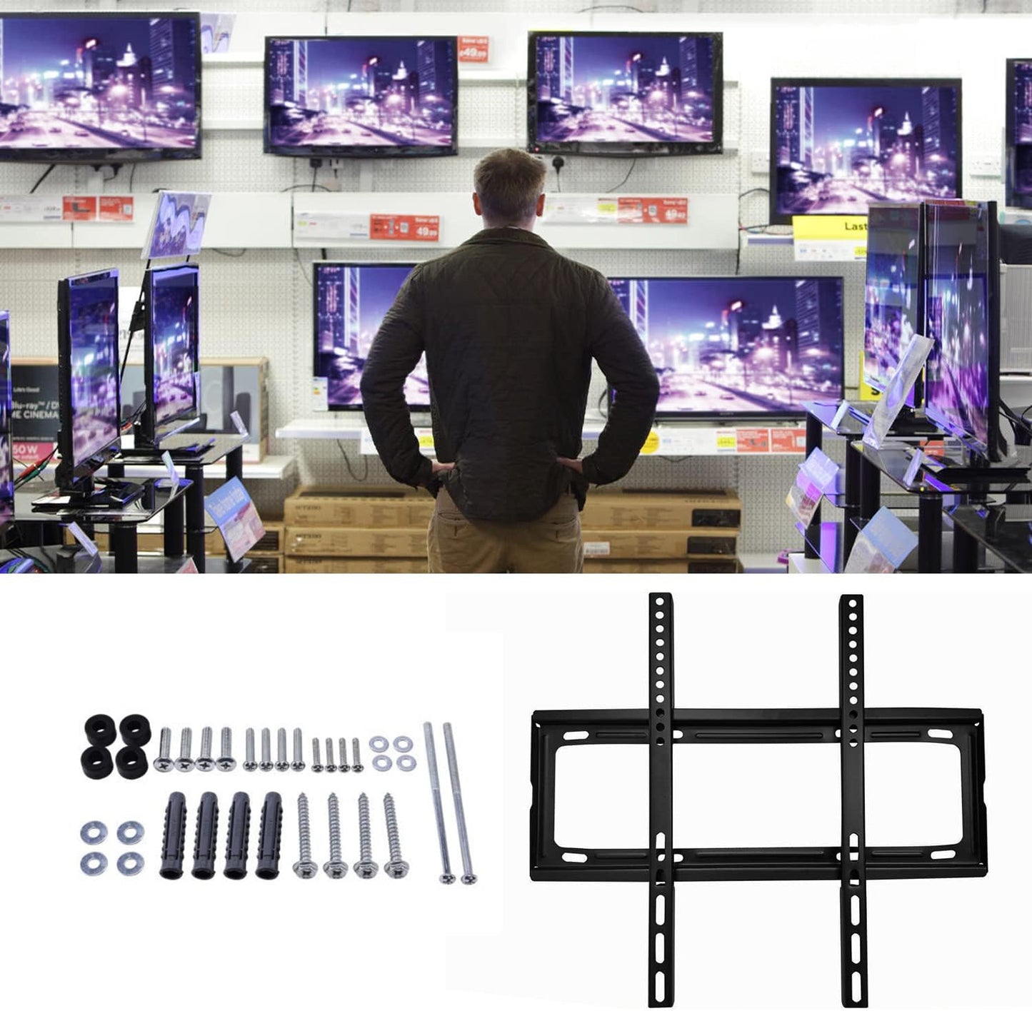 Adjustable TV wall mount extended to demonstrate full motion capability.