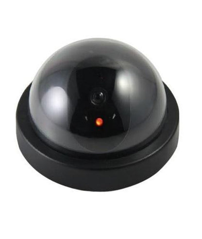 Realistic wireless dummy security camera with a visible lens for effective deterrence.