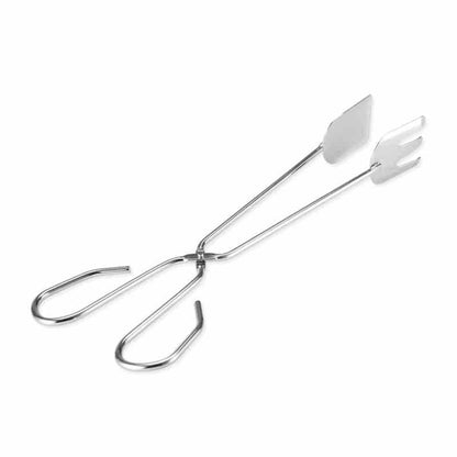 Versatile metal tongs, perfect for serving food or handling charcoal.