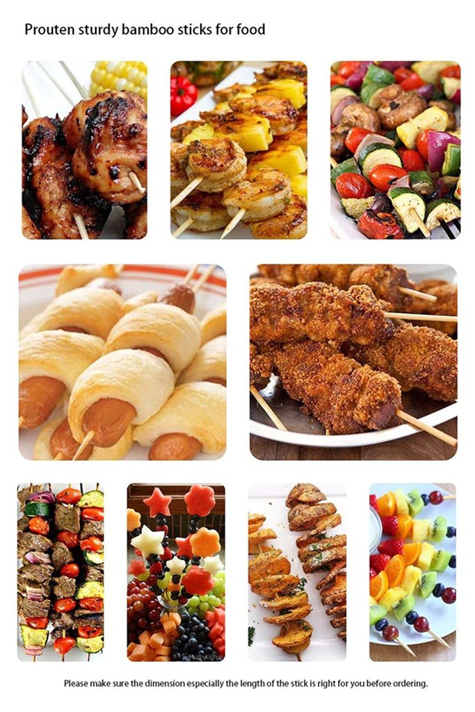 ChefAura natural bamboo skewers designed for versatile BBQ and appetizer serving.