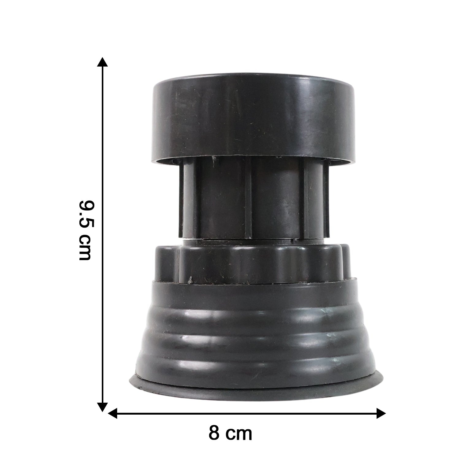 Size illustration showing adjustable furniture riser dimensions
