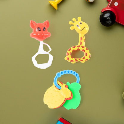 Colorful baby rattles designed ergonomically for small infant hands