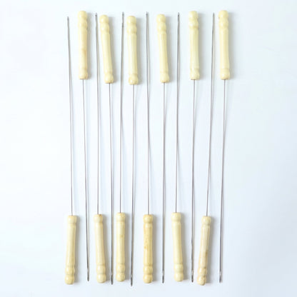 Grilling skewers set with wooden handles for kebabs and vegetables