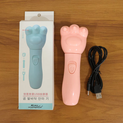 Electric bear hand massager side view with soft vibrating nodes
