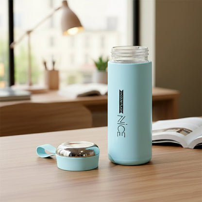Compact 400 ML leak proof glass flask water bottle