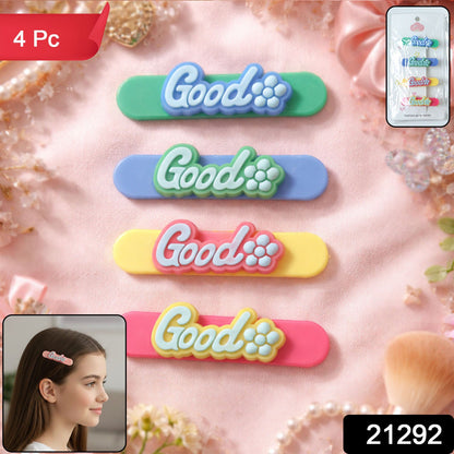 Pack of 4 colorful snap hair clips for girls and women