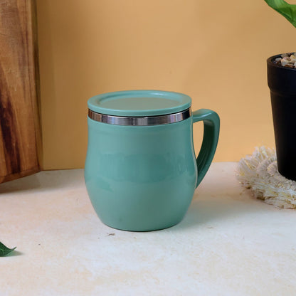 Double-wall desk mug with smooth rim for comfortable sipping