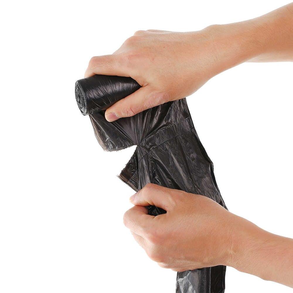 Black trash bag (17x19 inches) unfolded, ideal for small waste disposal.