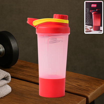 Gym shaker bottle 550ml made of BPA-free plastic with mixing ball