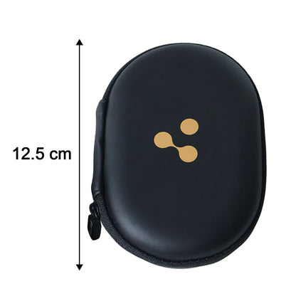 Size comparison of the protective earbud carrying case.