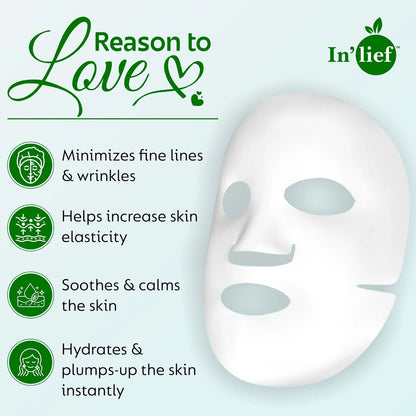 Packaging of In'lief moisturizing facial sheet mask with natural ingredients
