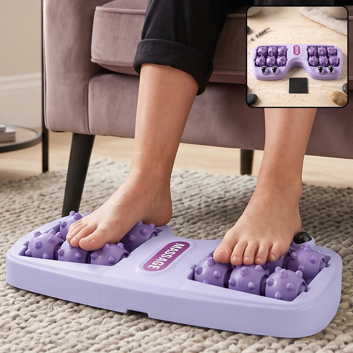 Manual roller foot massager