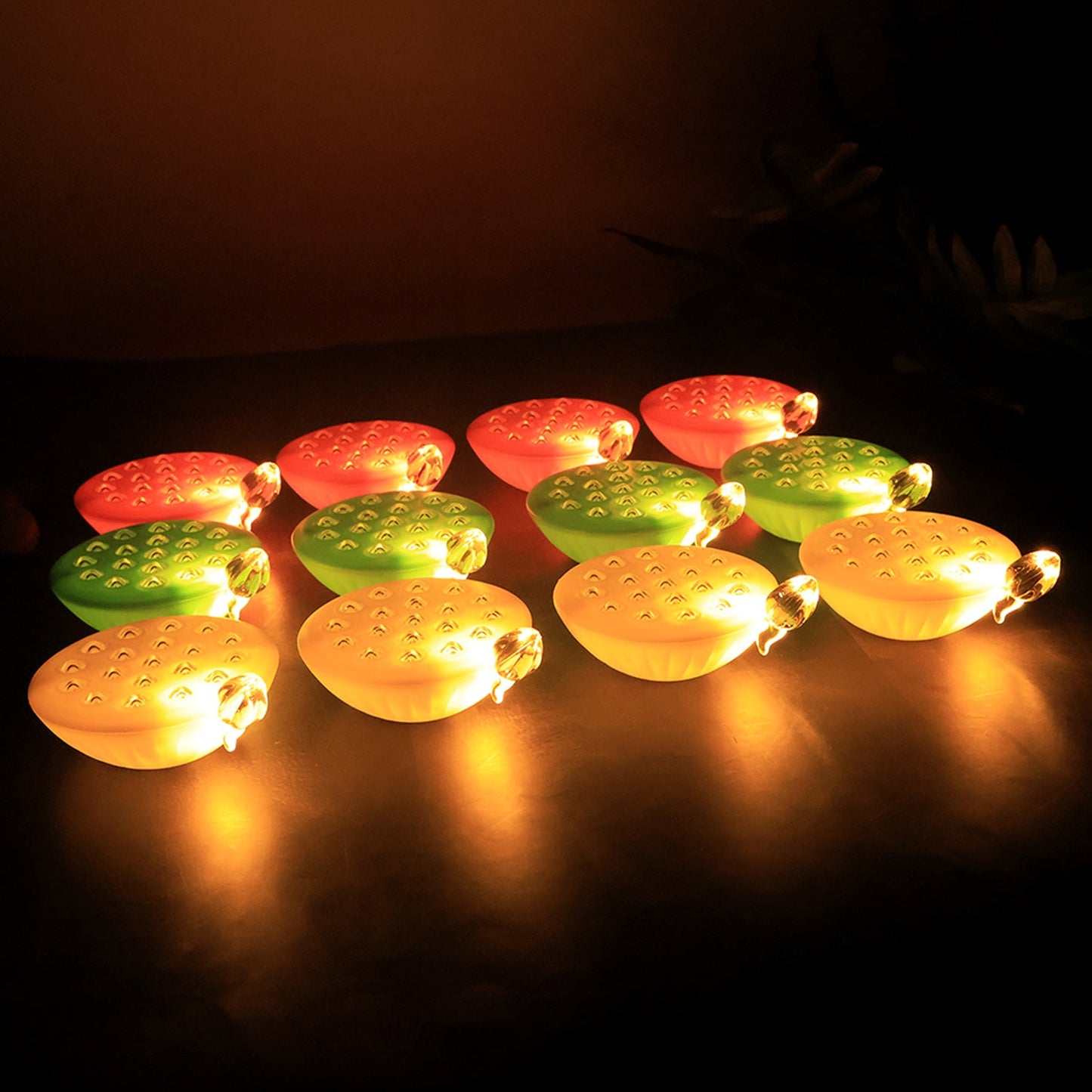 Set of floating lotus canopy LED lamps perfect for parties and puja
