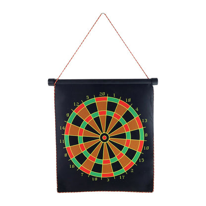 Magnetic dartboard with hanging cord setup on wall