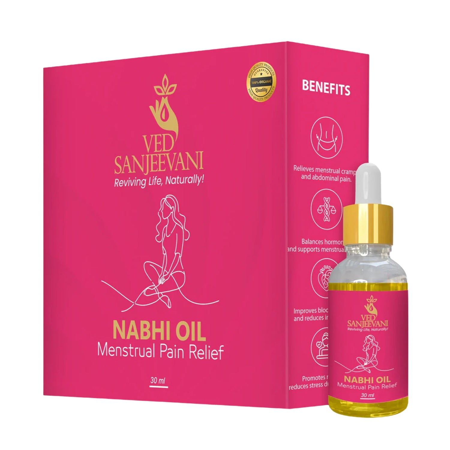 Pain relief navel oil bottle for menstrual cramps
