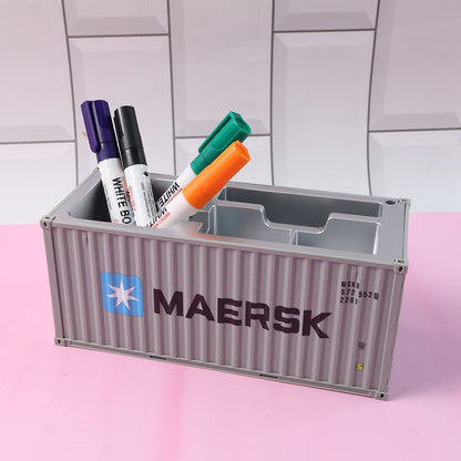 Container-style pen holder with organized compartments for stationery