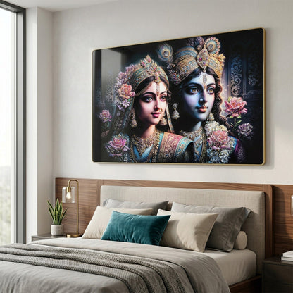 Religious Radha Krishna wall hanging frame