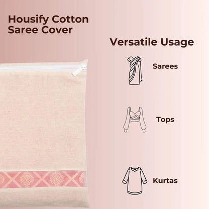 Close-up of zip closure on saree storage pouch showing secure protection