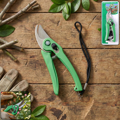 Cisora bypass garden shears with sharp stainless steel blades and black ergonomic handles.