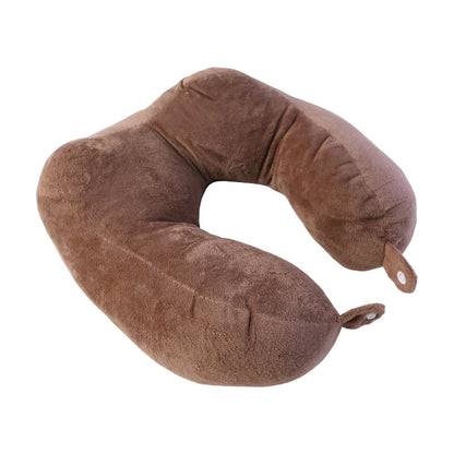 Brown travel pillow for men's head and neck support